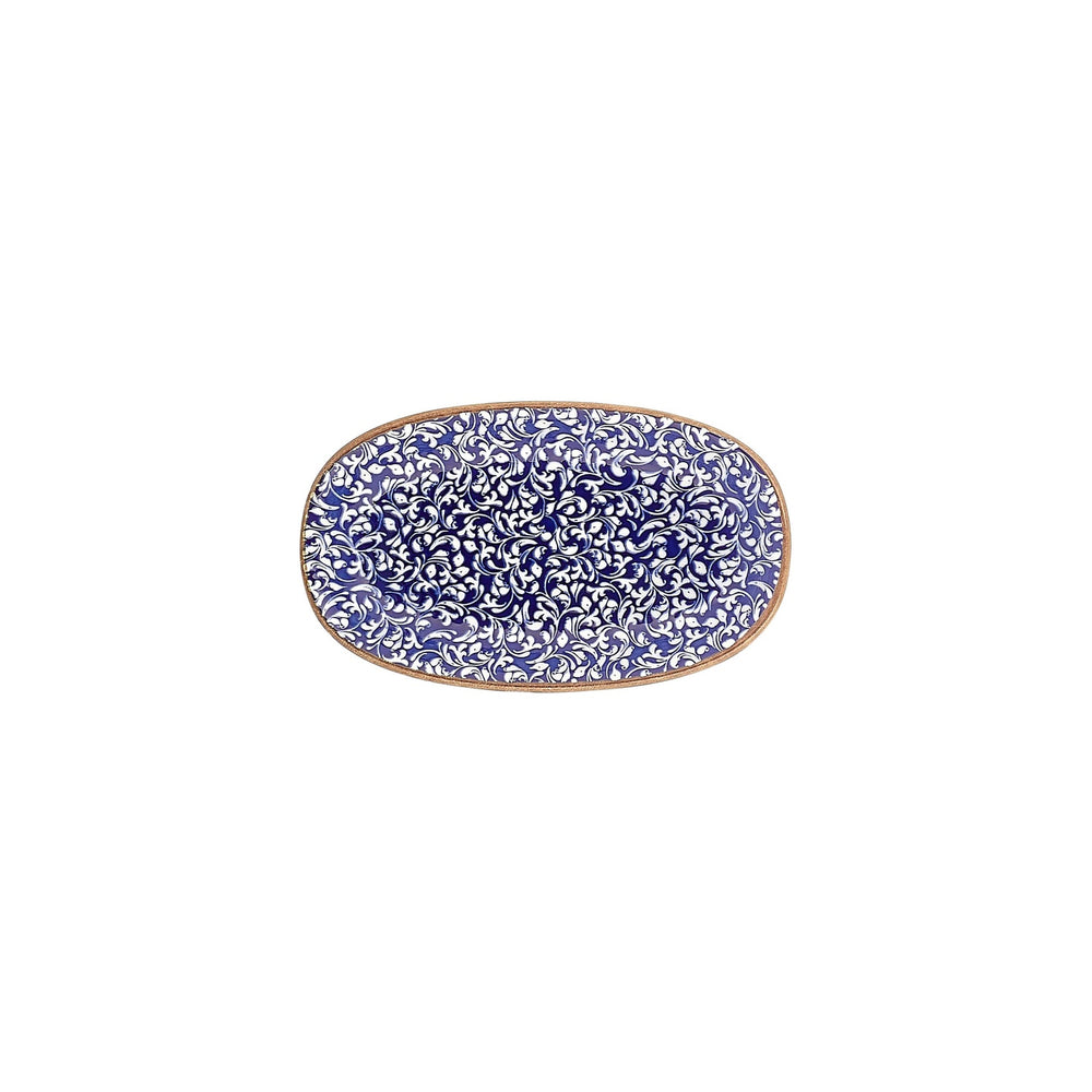Edera Cobalt 9.5" x 5.75" x h:1" Oval Blue Vitrified Platter