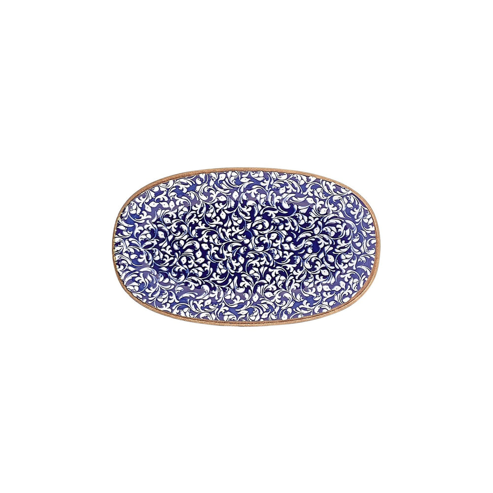 Edera Cobalt 11.5" x 7" x h:1.25" Oval Blue Vitrified Platter