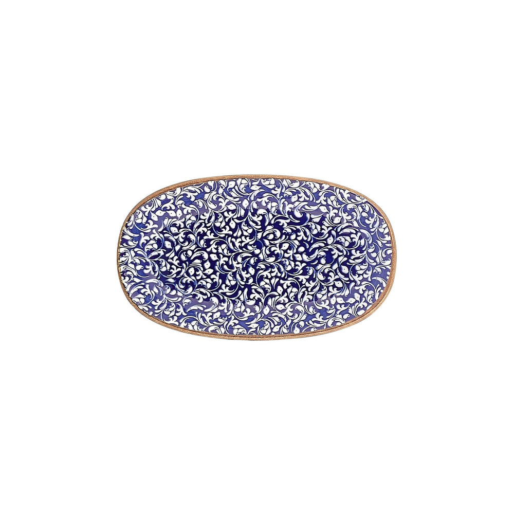 Edera Cobalt 11.5" x 7" x h:1.25" Oval Blue Vitrified Platter