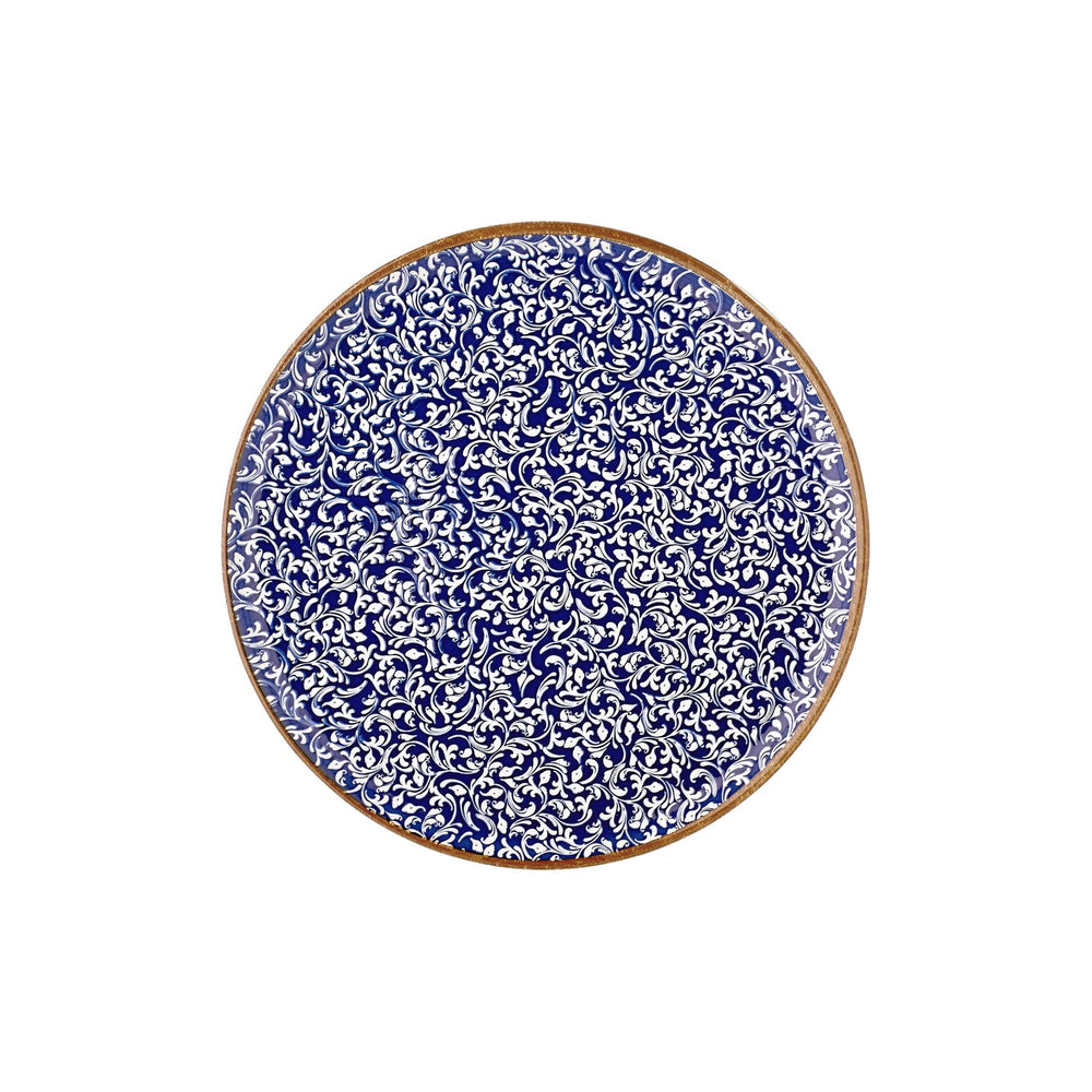 Edera Cobalt dia.12.5" x 12.5" Round Blue Vitrified Pizza Plate