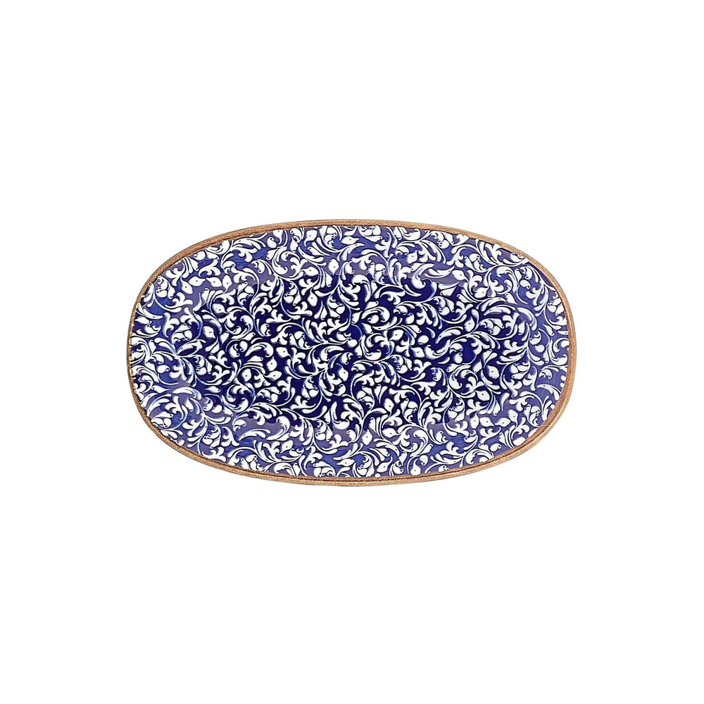 Edera Cobalt 13.5" x 8" x h:0" Oval Blue Vitrified Platter