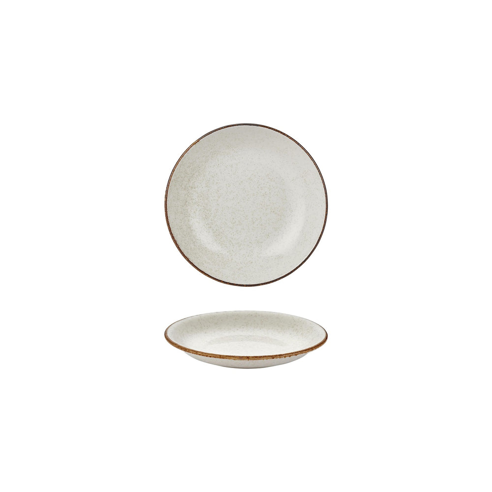 Dust dia.5" h:1" 5 oz. Round Beige Vitrified Deep Plate