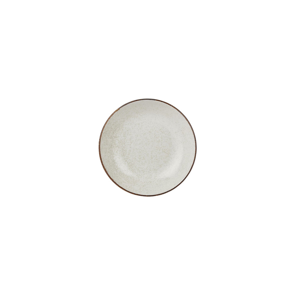 Dust dia.5" h:1" 5 oz. Round Beige Vitrified Deep Plate
