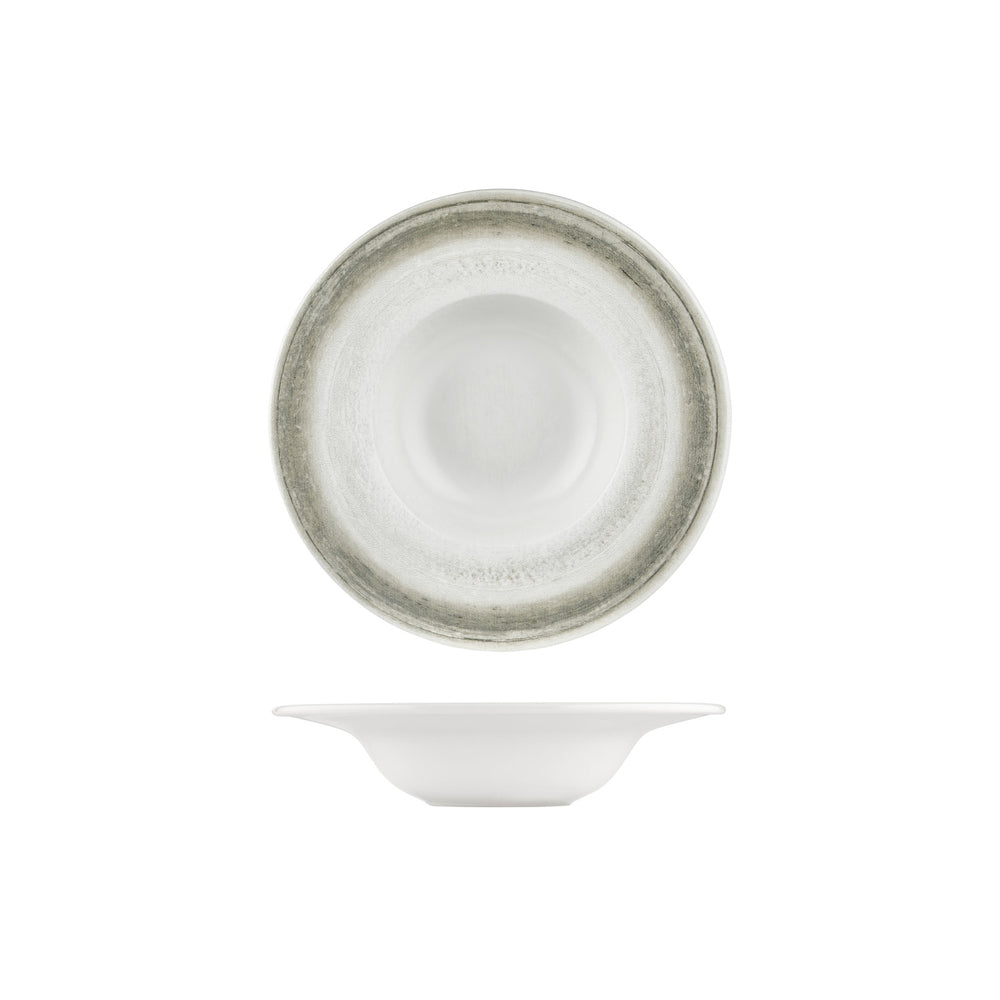 Ephyra dia.9.75" h:0" 14 oz. Round Gray Vitrified Deep Plate