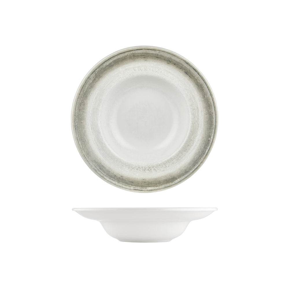 Ephyra dia.10.75" h:0" 17 oz. Round Gray Vitrified Deep Plate