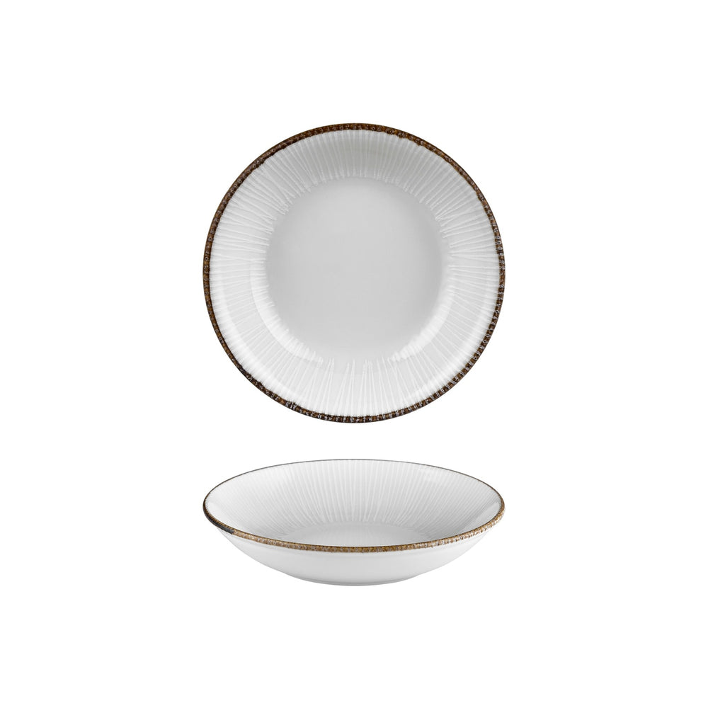 Grace dia.9" h:1.75" 34 oz. Round Brown Vitrified Deep Plate