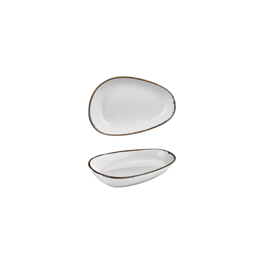 Grace 6.25" x 4" x h:1.25" Organic Brown Vitrified Platter