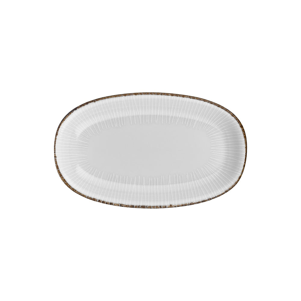 Grace 13.5" x 8" x h:1.5" Oval Brown Vitrified Platter