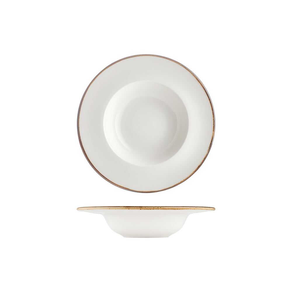 Gleam dia.9.75" h:2" 14 oz. Round Brown Vitrified Deep Plate