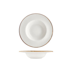 Gleam dia.9.75" h:2" 14 oz. Round Brown Vitrified Deep Plate