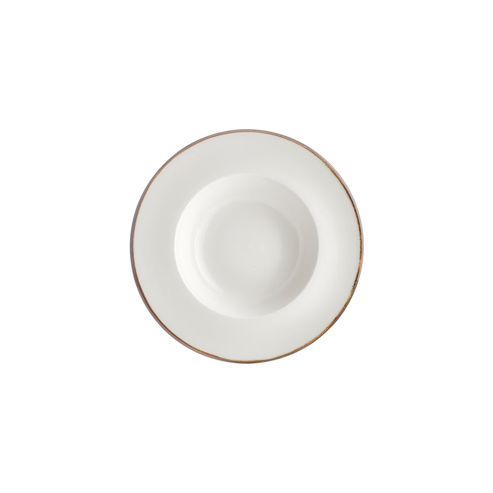 Gleam dia.9.75" h:2" 14 oz. Round Brown Vitrified Deep Plate