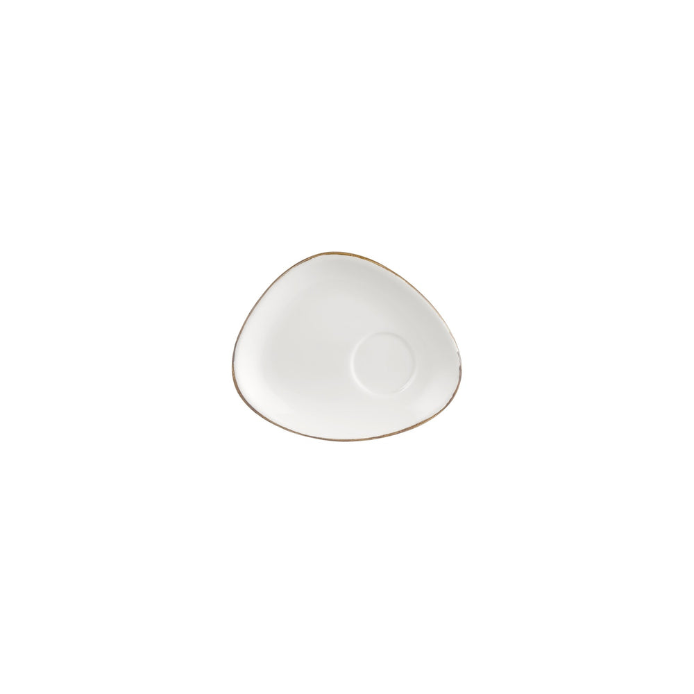 Gleam 5.5" x 4.25" x h:0" Organic Brown Vitrified Saucer