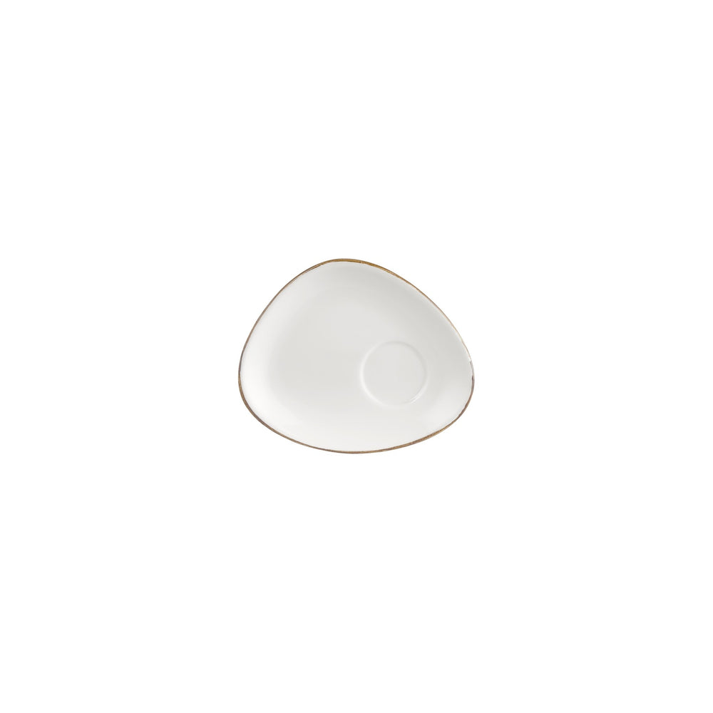 Gleam 5.5" x 4.25" x h:0" Organic Brown Vitrified Saucer