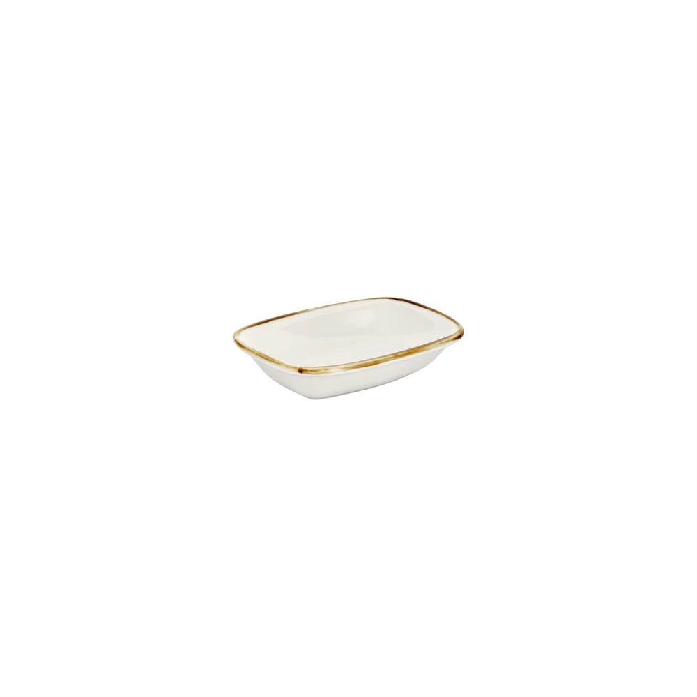 Gleam 5.5" x 4" x h:0" Rectangular Brown Vitrified Deep Plate