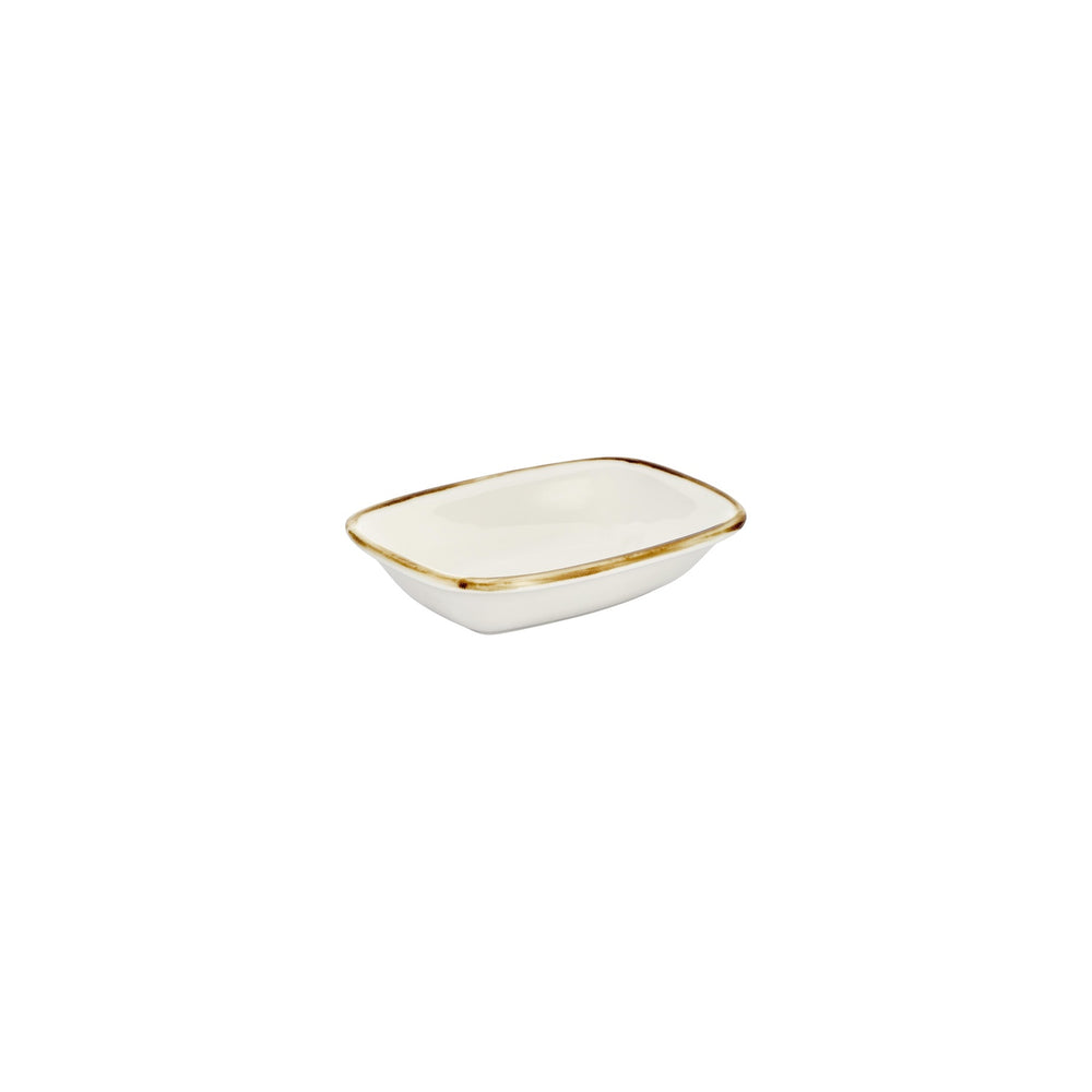 Gleam 7.75" x 5.5" x h:0" Rectangular Brown Vitrified Deep Plate