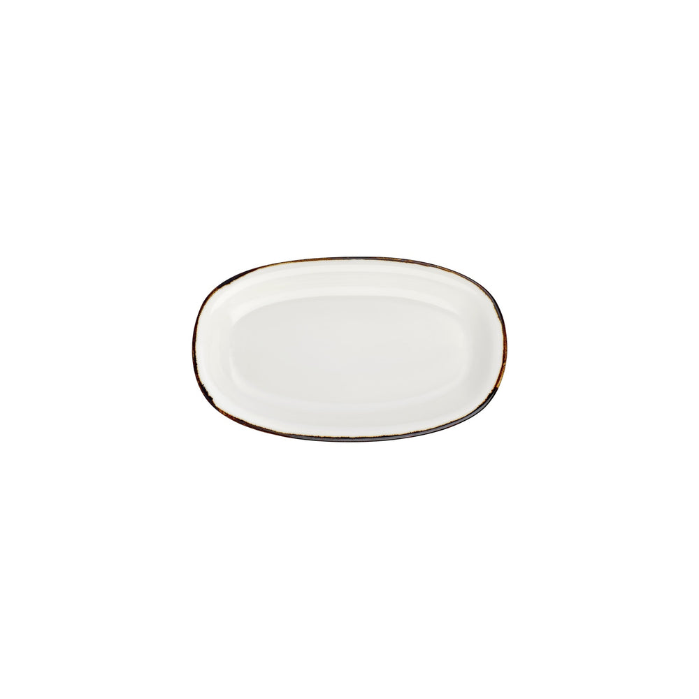 Gleam 9.5" x 5.75" x h:1" Oval Brown Vitrified Platter