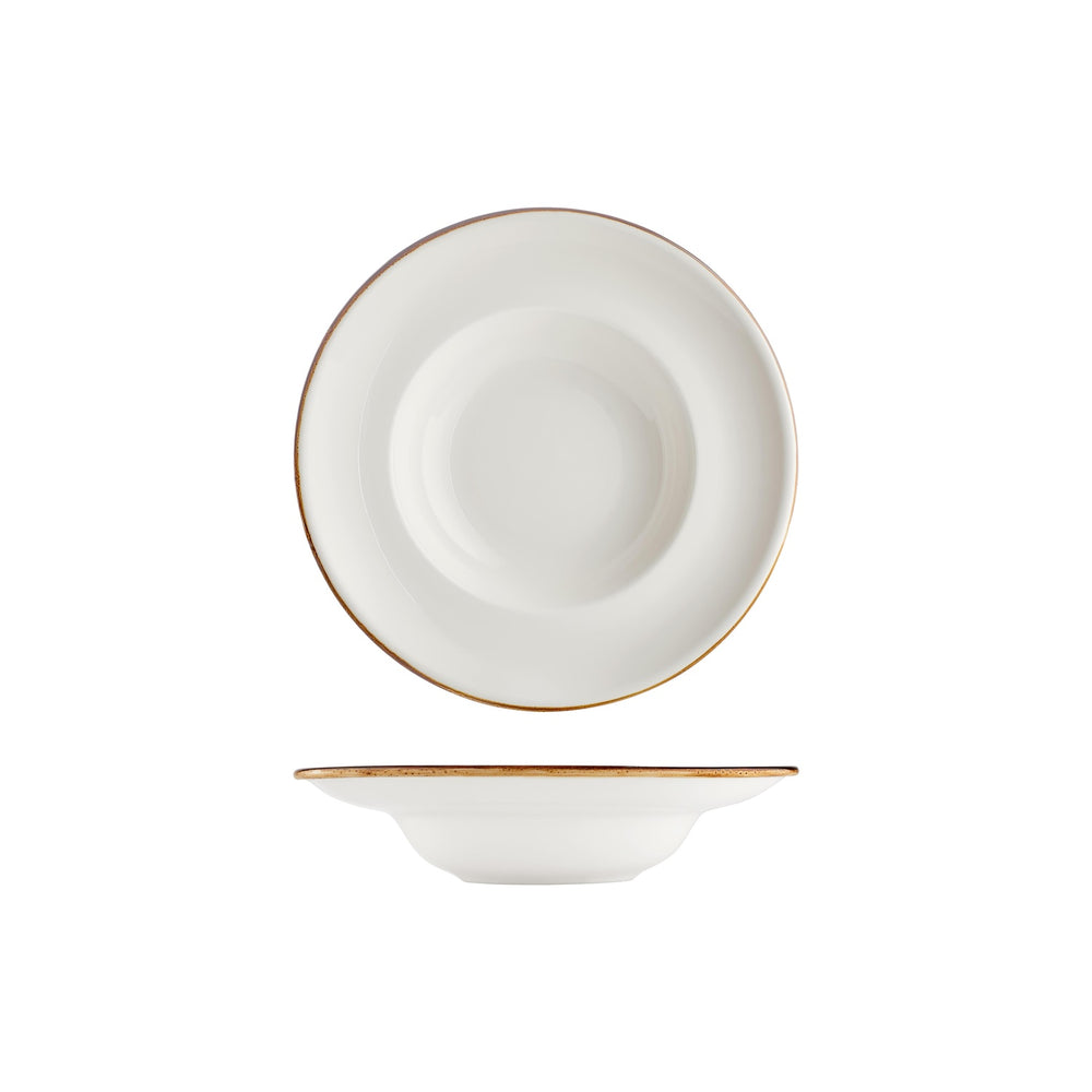 Gleam dia.9.75" h:2.25" 14 oz. Round Brown Vitrified Deep Plate