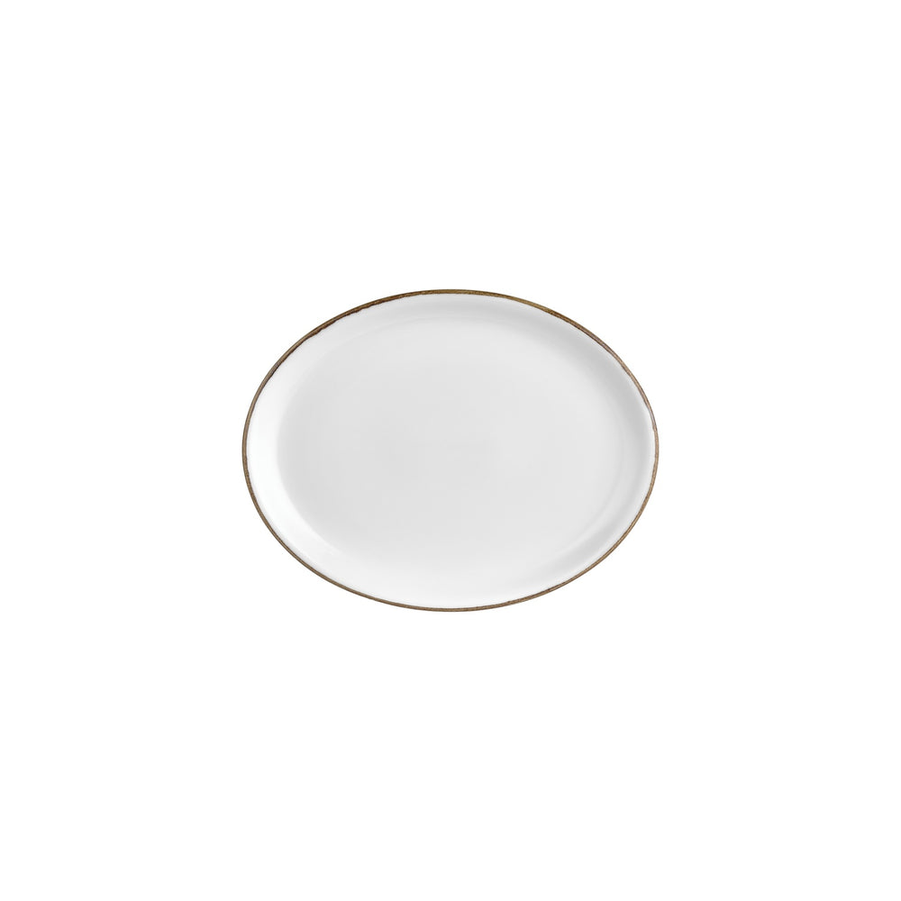 Gleam 9.75" x 7.5" x h:1" Oval Brown Vitrified Platter