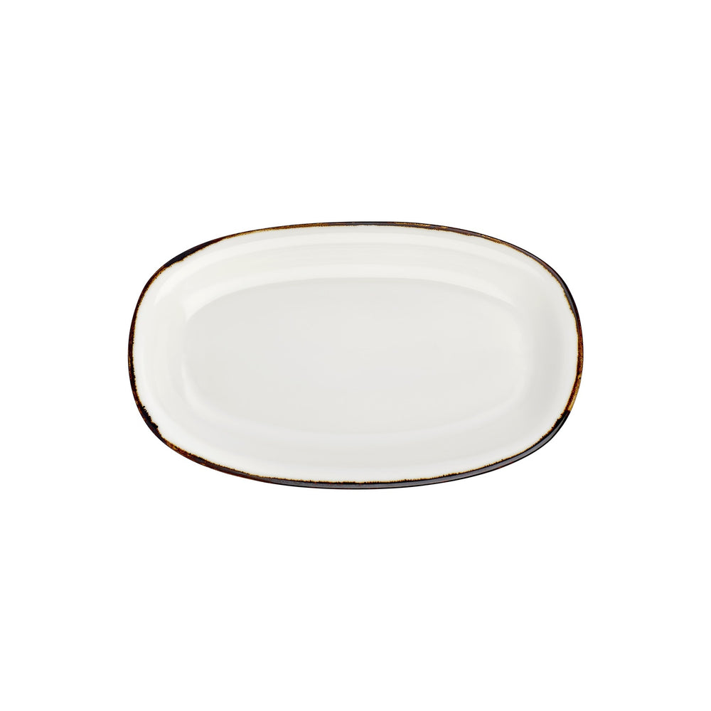 Gleam 13.5" x 8" x h:1.5" Oval Brown Vitrified Platter
