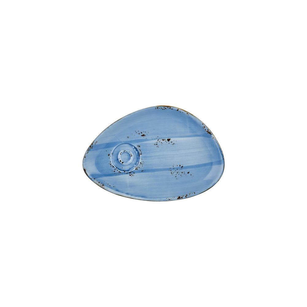 Infinity 9.75" x 6.75" x h:0" Organic Turquoise Vitrified Saucer