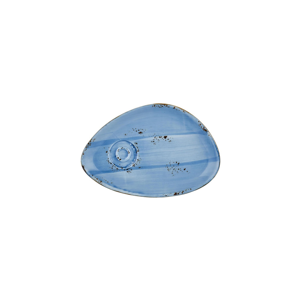 Infinity 9.75" x 6.75" x h:0" Organic Turquoise Vitrified Saucer