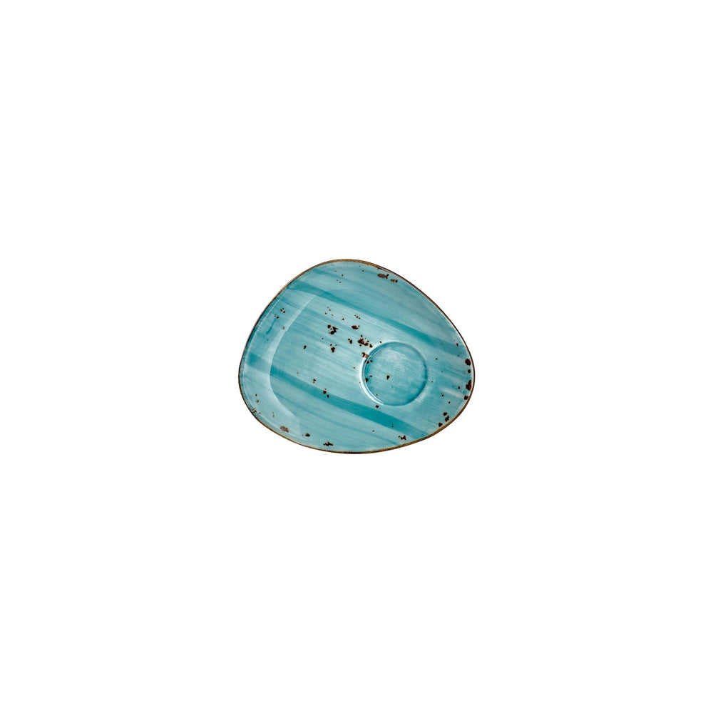 Infinity 5.5" x 4.25" x h:0" Organic Turquoise Vitrified Saucer