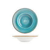 Infinity dia.10.75" h:0" 17 oz. Round Turquoise Vitrified Deep Plate