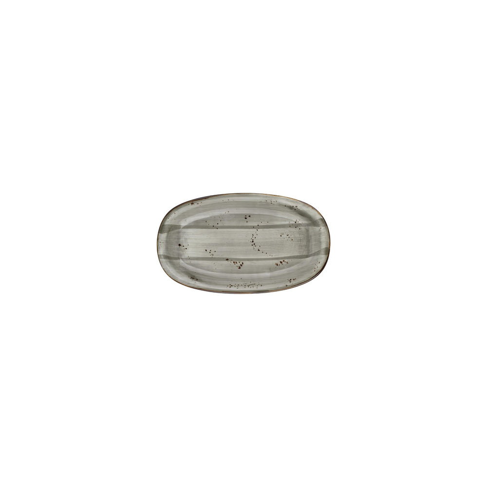 Supreme 7.5" x 4.25" x h:0" Oval Gray Vitrified Platter