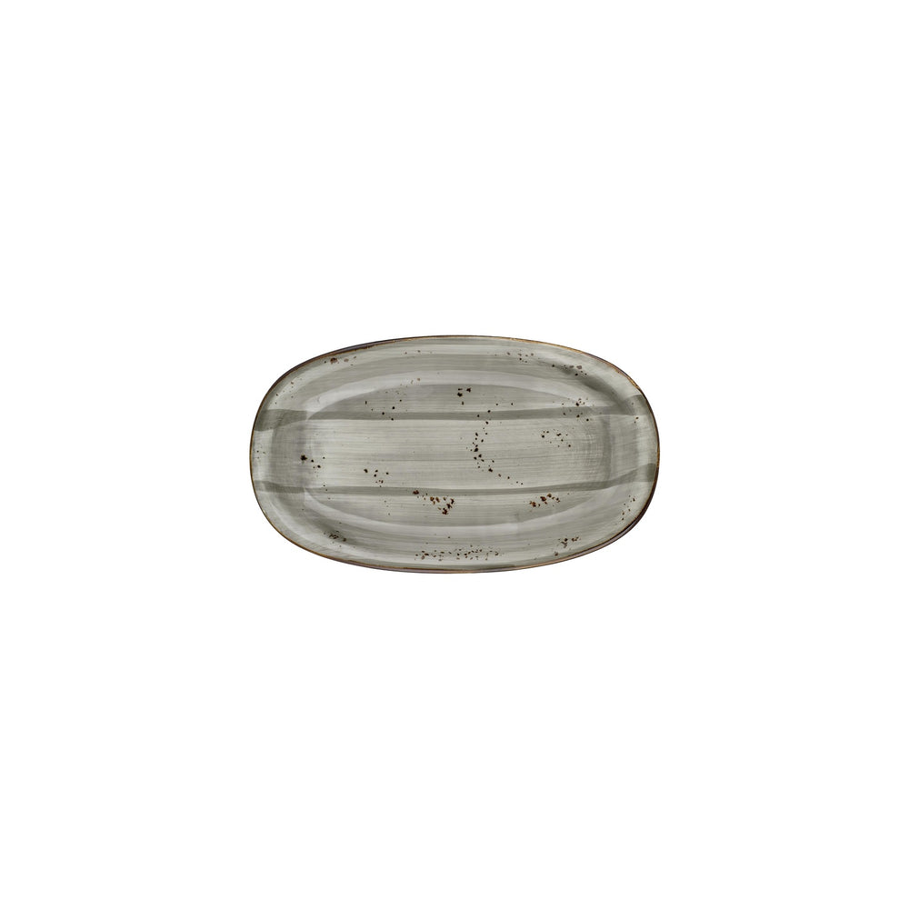 Supreme 9.5" x 5.75" x h:0" Oval Gray Vitrified Platter