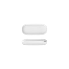 Helix White 7.75" x 3.75" x h:1" Oval Warm White Vitrified Platter