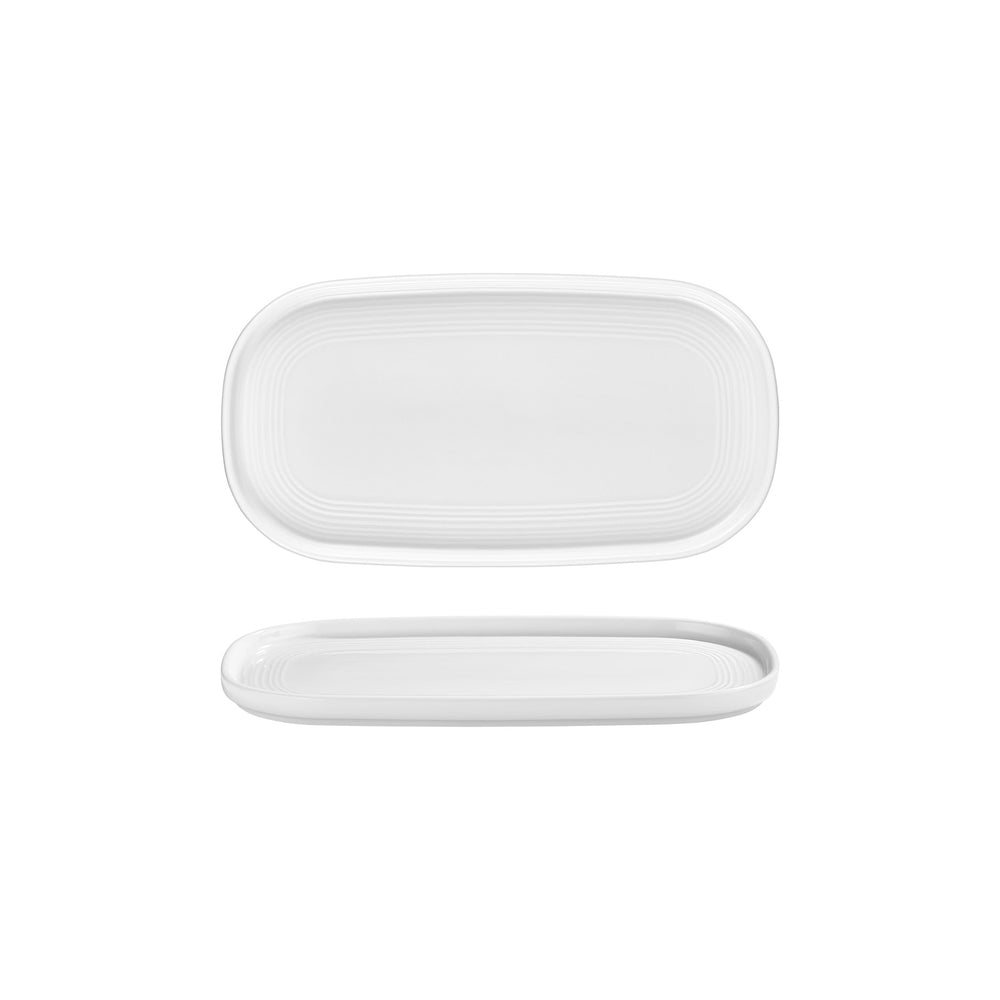 Helix White 11.75" x 6.25" x h:0.75" Oval Warm White Vitrified Platter