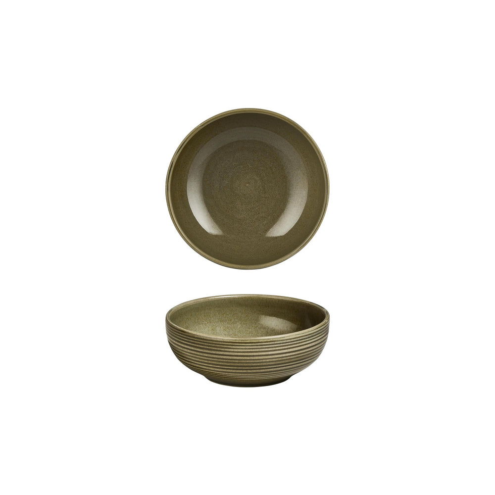 Helix Bamboo dia.6.25" h:2.5" 25 oz. Round Green Vitrified Bowl