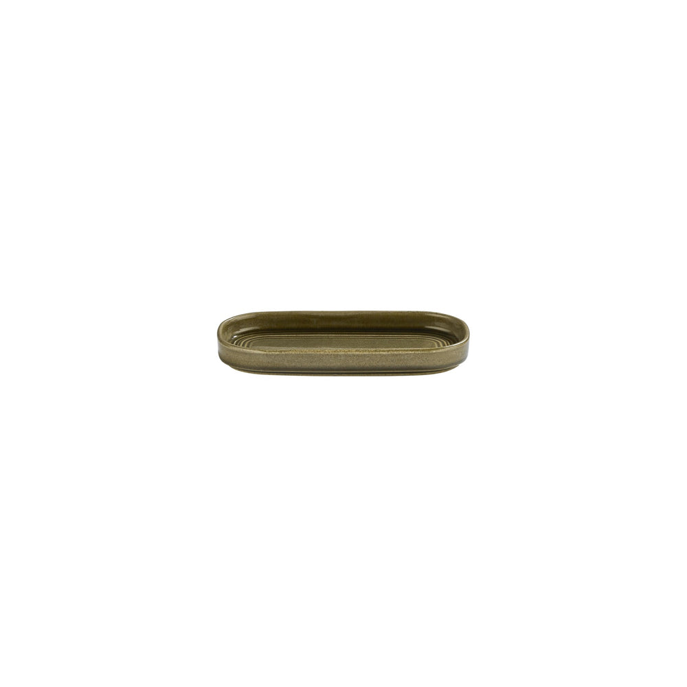 Helix Bamboo 7.75" x 3.75" x h:1" Oval Green Vitrified Platter