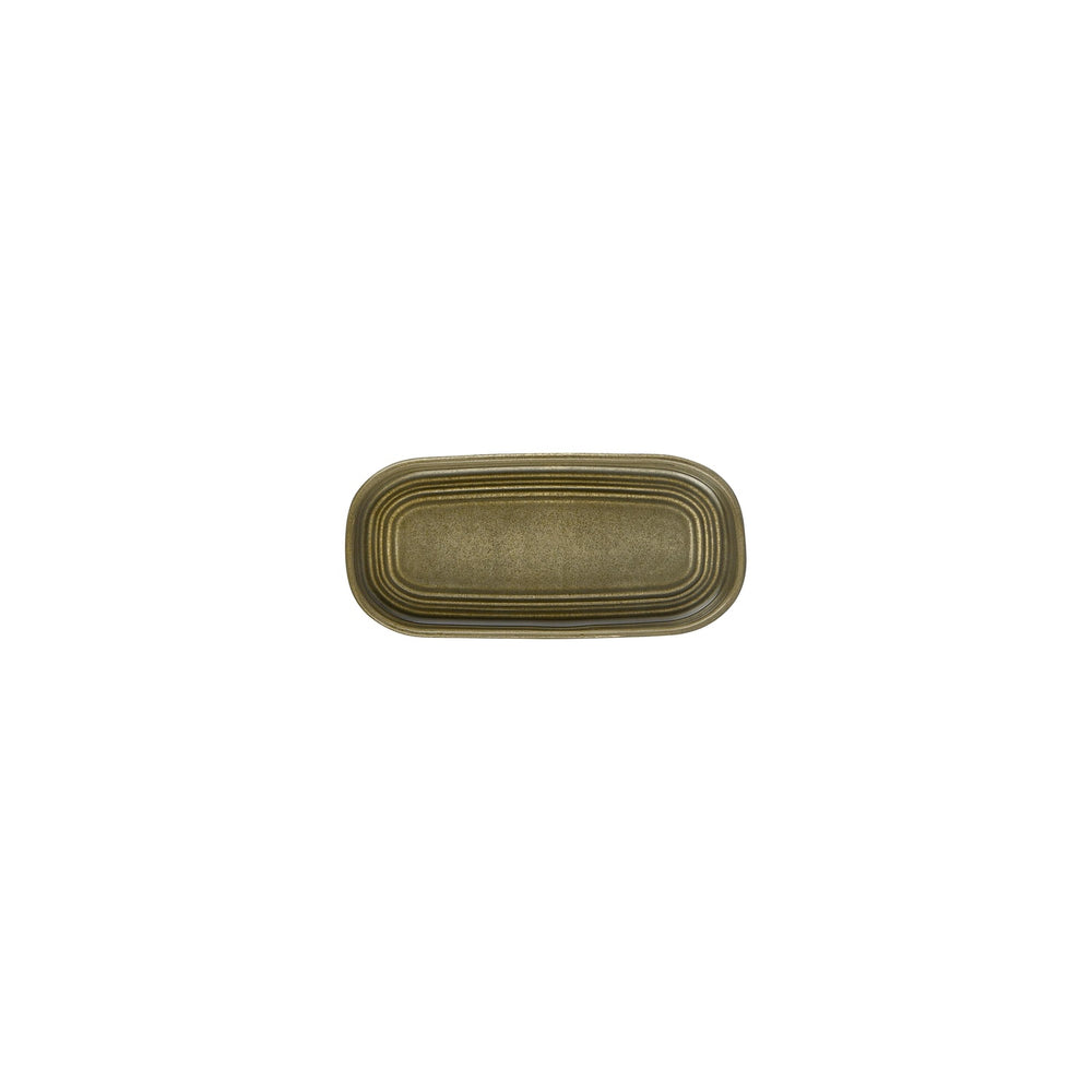 Helix Bamboo 7.75" x 3.75" x h:1" Oval Green Vitrified Platter