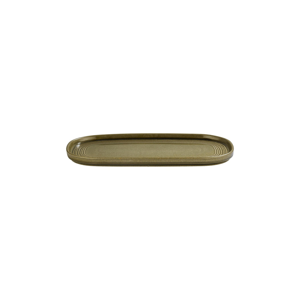 Helix Bamboo 11.75" x 6.25" x h:0.75" Oval Green Vitrified Platter