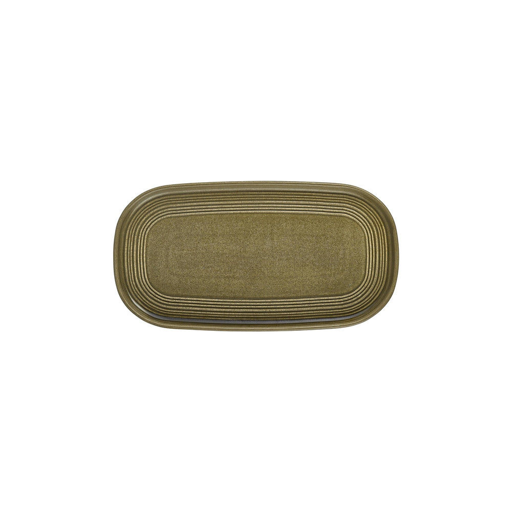 Helix Bamboo 11.75" x 6.25" x h:0.75" Oval Green Vitrified Platter