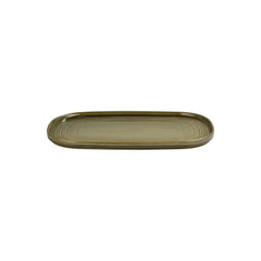 Helix Bamboo 13.5" x 9" x h:0.75" Oval Green Vitrified Platter
