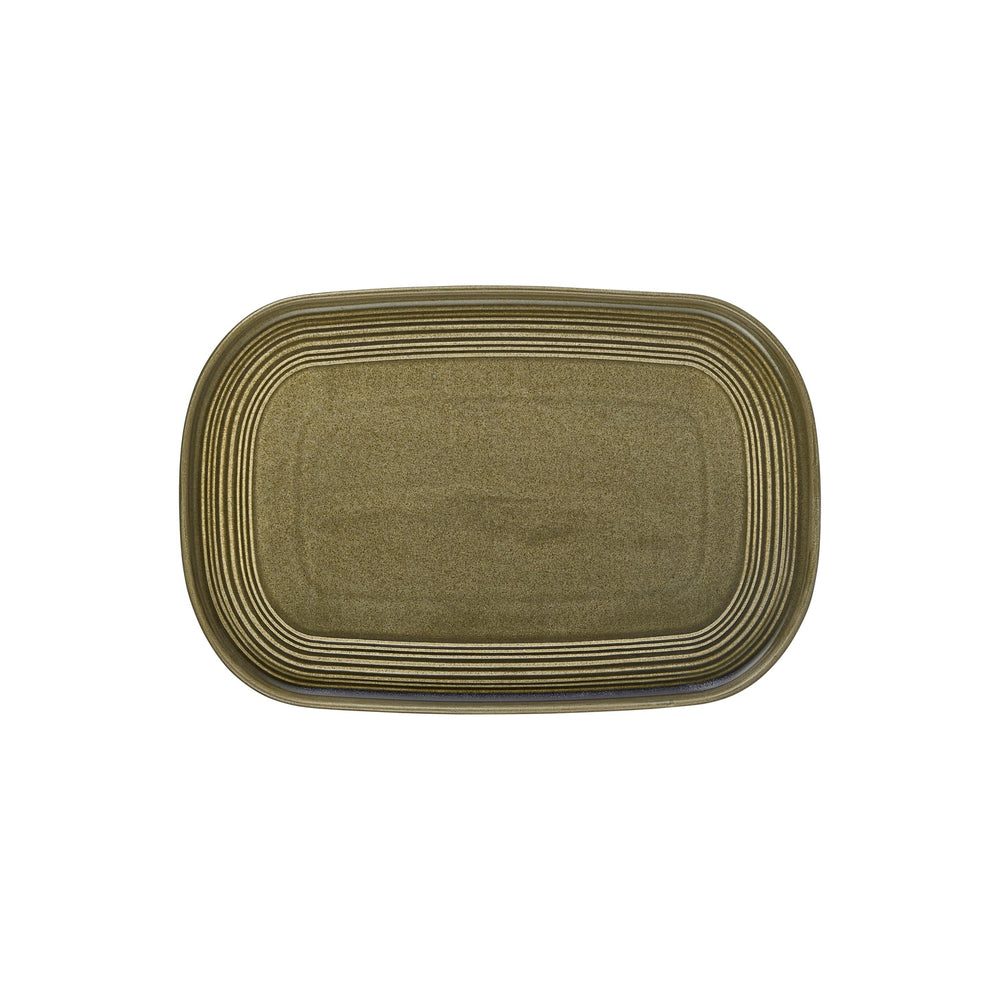Helix Bamboo 13.5" x 9" x h:0.75" Oval Green Vitrified Platter