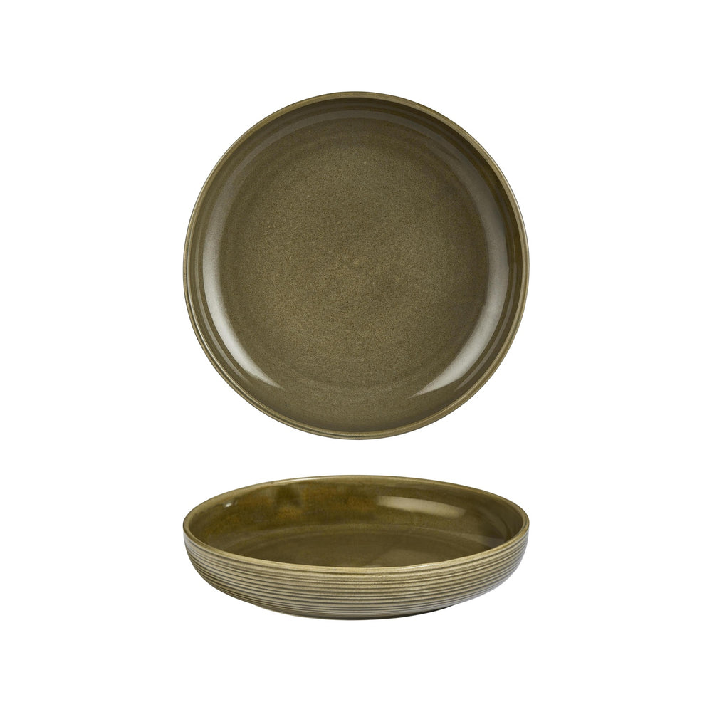 Helix Bamboo dia.10.25" h:2" 59 oz. Round Green Vitrified Deep Plate
