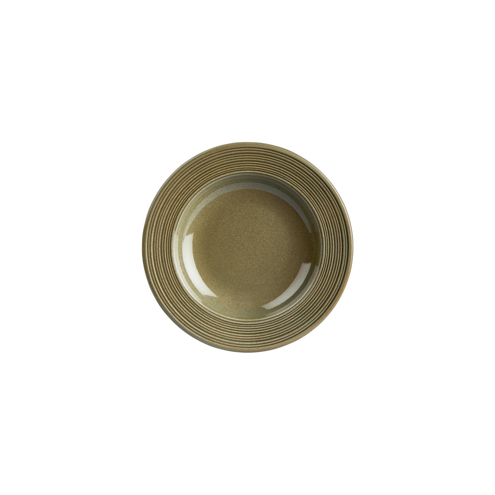 Helix Bamboo dia.9" h:0" 10 oz. Round Green Vitrified Deep Plate