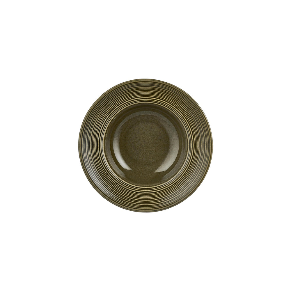 Helix Bamboo dia.9.75" h:2.25" 14 oz. Round Green Vitrified Deep Plate