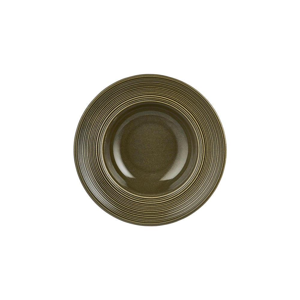 Helix Bamboo dia.10.75" h:2.5" 17 oz. Round Green Vitrified Deep Plate