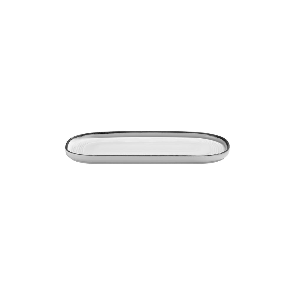Helix Black 11.75" x 6.25" x h:0.75" Oval Black Vitrified Platter