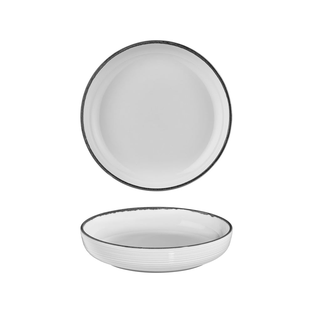 Helix Black dia.10.25" h:2" 59 oz. Round Black Vitrified Deep Plate