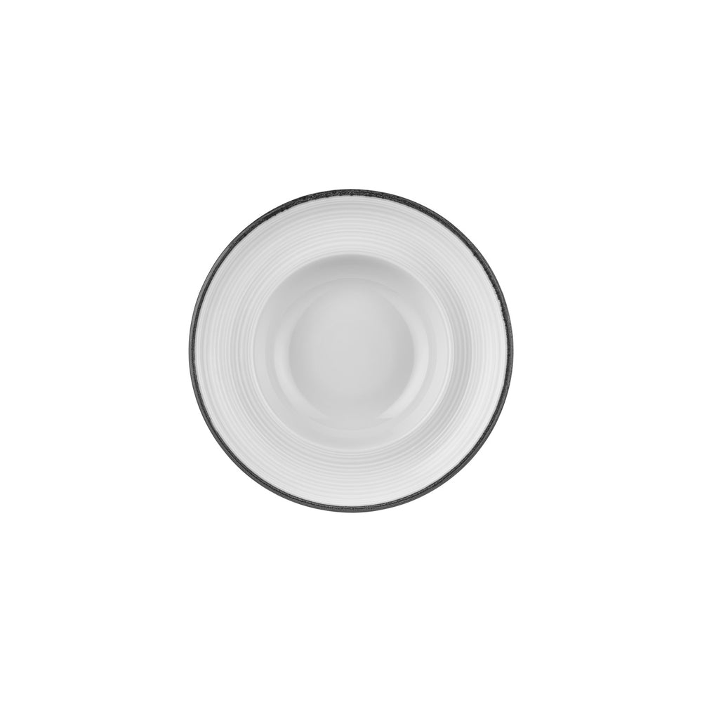 Helix Black dia.9.75" h:2.25" 14 oz. Round Black Vitrified Deep Plate