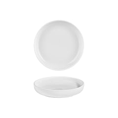 Helix White dia.9" h:2" 42 oz. Round Warm White Vitrified Deep Plate