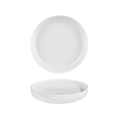 Helix White dia.10.25" h:2" 59 oz. Round Warm White Vitrified Deep Plate