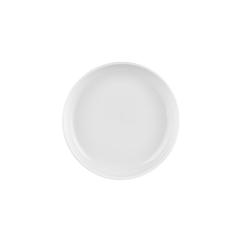 Helix White dia.10.25" h:2" 59 oz. Round Warm White Vitrified Deep Plate