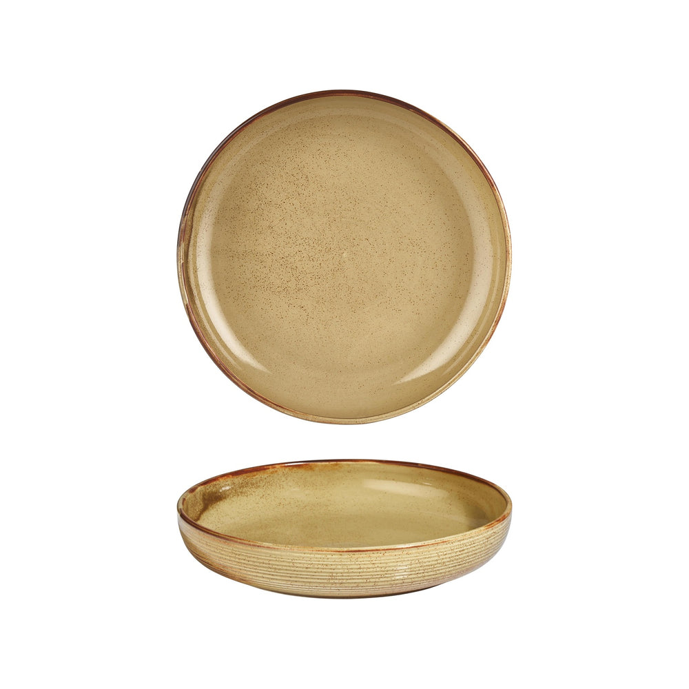 Helix Dune dia.10.25" h:2" 59 oz. Round Orange Vitrified Deep Plate