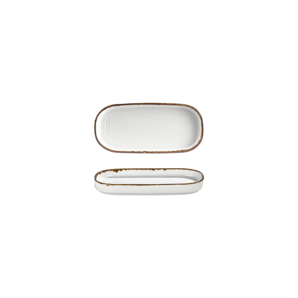 Helix Gleam 7.75" x 3.75" x h:1" Oval Brown Vitrified Platter